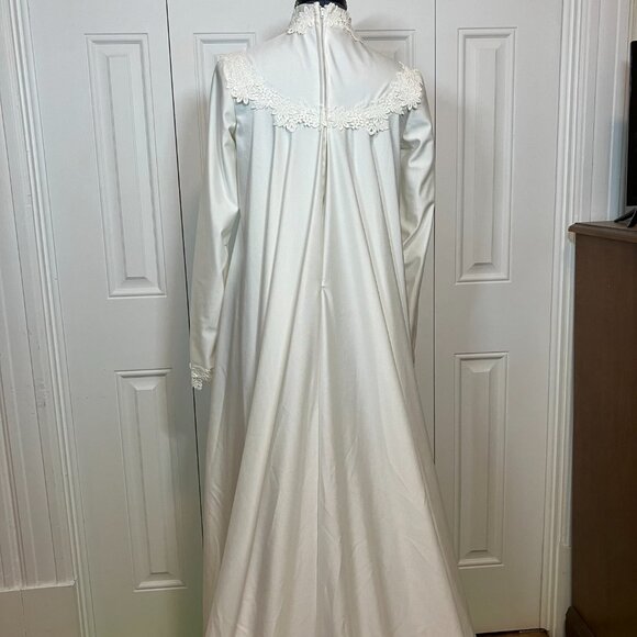 Vintage NWT Barbara Bridals White Floral Embroidered Sweep Wedding Dress Sz 8 - Picture 14 of 15